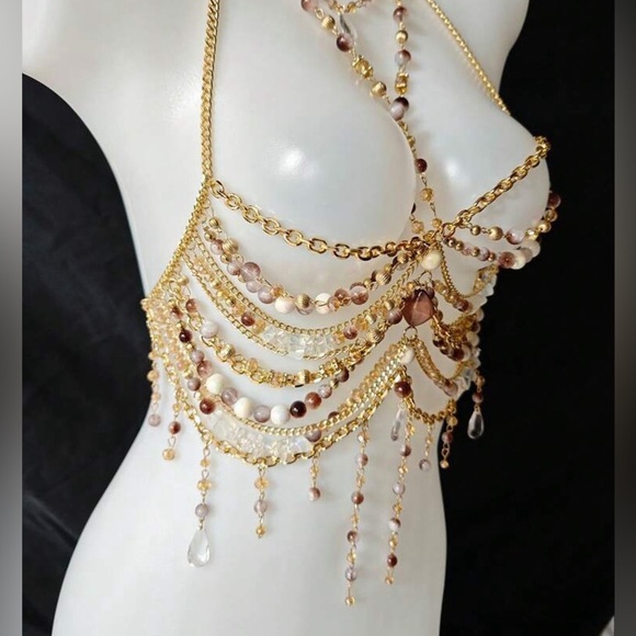 Beautiful bearded gold chain bra top | one size | brand new | boho festival - Picture 7 of 7
